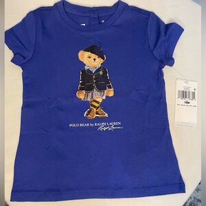 Ralph Lauren NWT Bear Tee shirt for Baby Girl in Royal Blue Size 18M